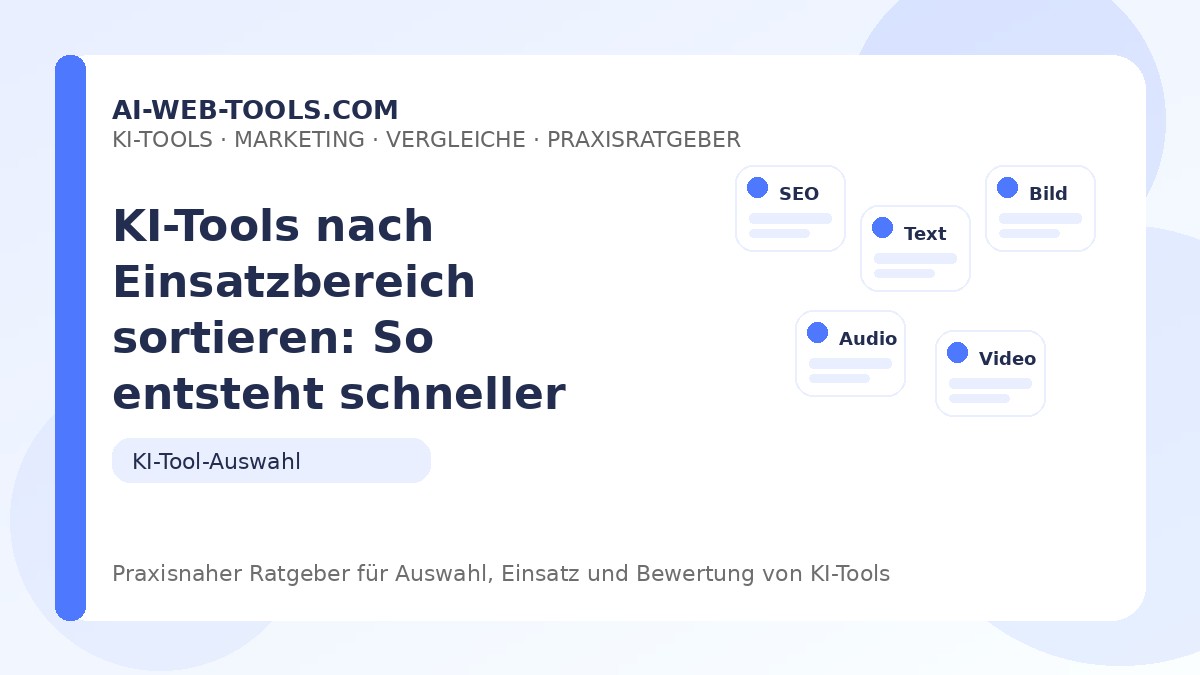 KI-Tools nach Einsatzbereich sortieren: So entsteht schneller Orientierung – Beitragsbild auf ai-web-tools.com