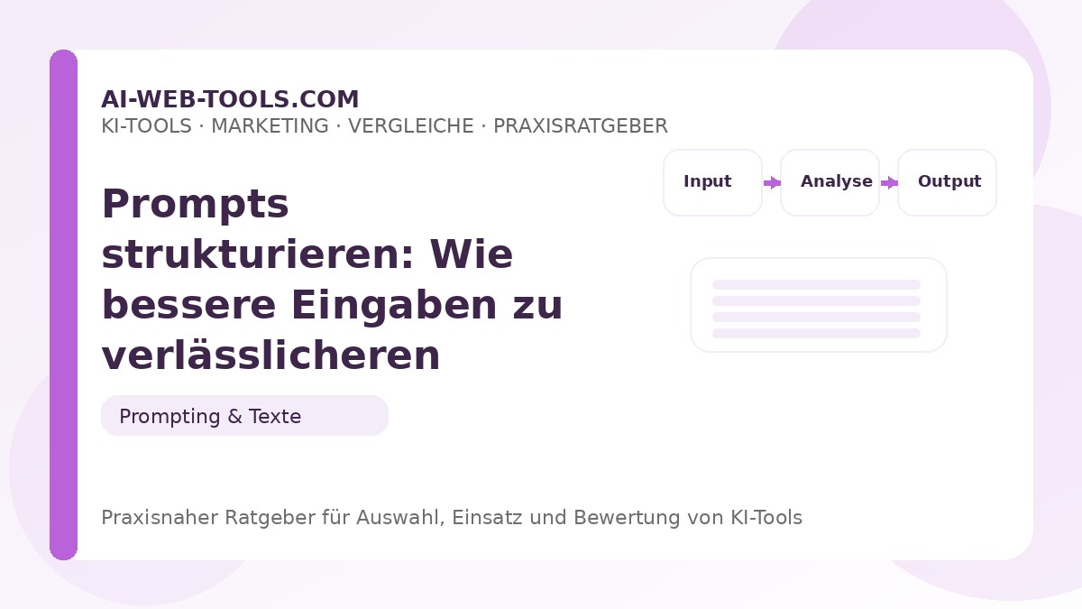 Prompts strukturieren: Wie bessere Eingaben zu verlässlicheren Ergebnissen führen – Beitragsbild auf ai-web-tools.com
