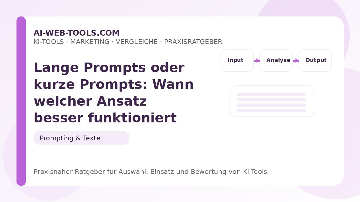 Lange Prompts oder kurze Prompts: Wann welcher Ansatz besser funktioniert – Beitragsbild auf ai-web-tools.com