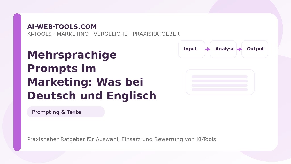 Mehrsprachige Prompts im Marketing: Was bei Deutsch und Englisch zu beachten ist – Beitragsbild auf ai-web-tools.com
